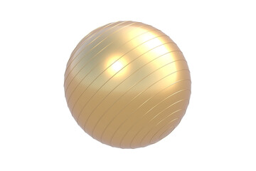 Golden fitness ball isolated on white background. 3d render