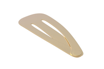 Golden hair clip isolated on white background. 3d render