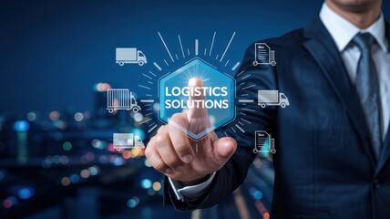 Businessperson selecting logistics solutions in a digital interface.