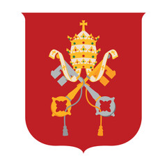 Papal Coat of Arms Keys of Heaven Heraldic Shield Red Vatican Design