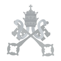 Papal Coat of Arms Keys of Heaven Vatican Tiara Heraldry Silver Icon