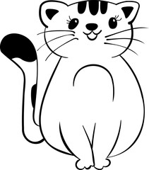 CUTE cat with heart monocrome