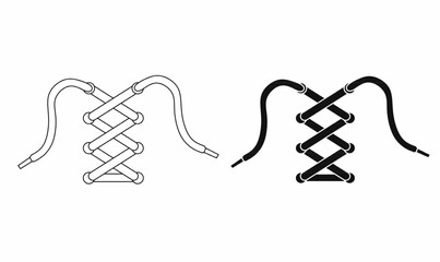 Vector illustration of shoe laces in outline and solid styles. Perfect for shoe design, footwear branding, fashion themes, or sport accessories visuals.