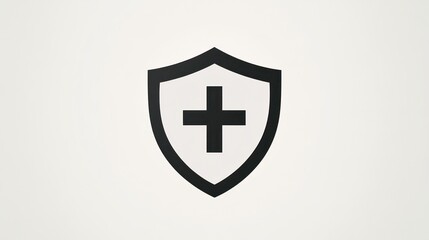 Obraz premium Simple shield graphic with plus sign, medical protection symbol