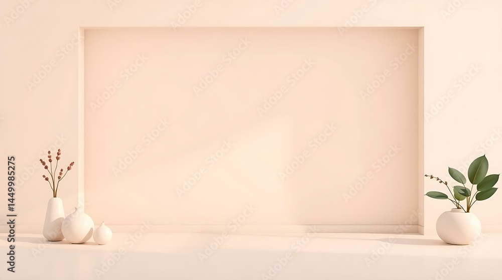 Poster minimal soft beige background with subtle folds and shadows