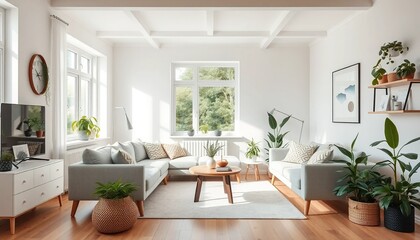 Modern living room with natural light