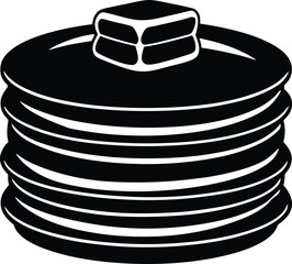 pancake stack with butter on white background 