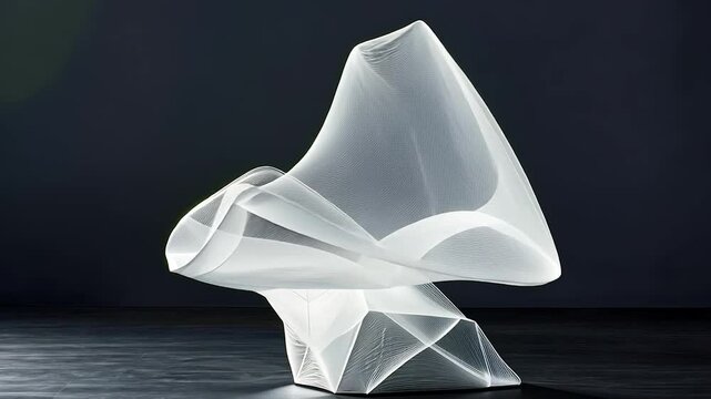 Modern, abstract chair with sculpted, geometric form