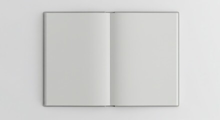 Blank Notebook Mockup: Open Book, Grey Cover, White Pages, Ready for Your Design