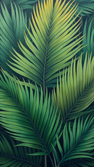 Tropical leaves. Painting on canvas.