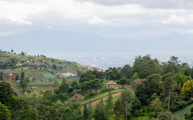 Bandung city seen from the hills. West Java, Indonesia.