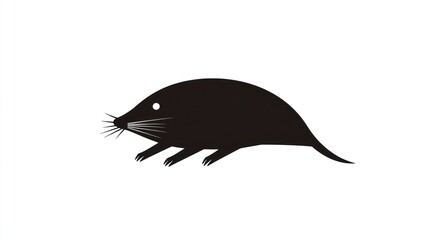 Obraz premium Silhouette of a mole, side view, against a white background. Possible use Educational materials, children's books, nature study