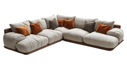 L Shape Couch Isolated on Transparent Background
