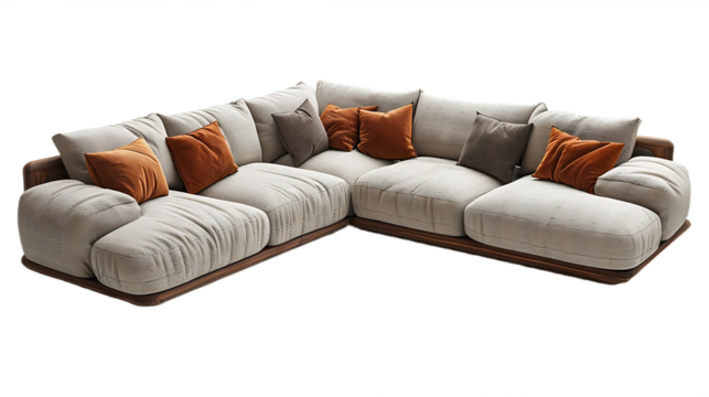L Shape Couch Isolated on Transparent Background