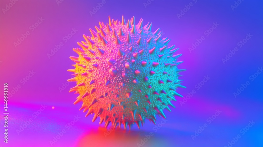 Canvas Prints a vibrant ai-generated representation of a stylized virus showcases colorful spikes and textures. th