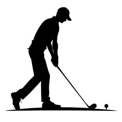 Golfer Swinging Club Silhouette for Golf and Sportsmanship Design