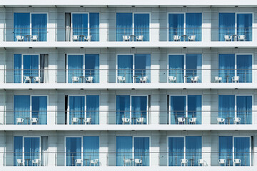 Balconies and windows of the apartment building.