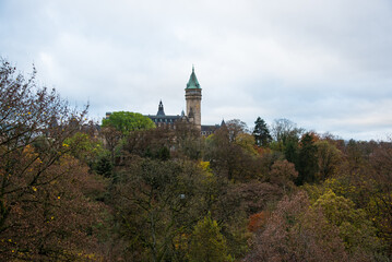 Adolphe Bridge and autumn colours in Luxembourg City