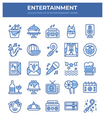 Entertainment Icons Collection. 25 Fun Party. Music. and Celebration Icons