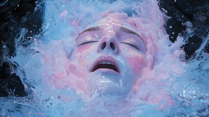 Surreal Portrait of Woman&rsquo;s Face Submerged in Water and Light