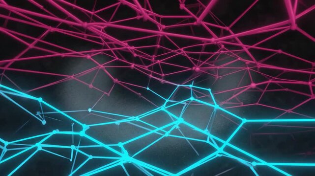 Abstract network design with vibrant glowing lines.