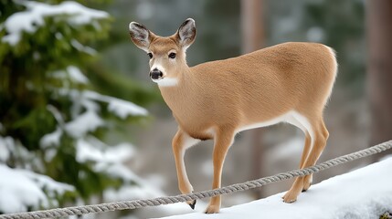 Graceful Deer in Snowy Winter Scene