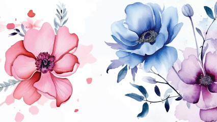 Floral background. Floral texture. Bright seamless pattern with flowers. Watercolor illustration.