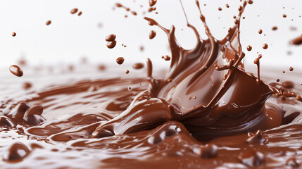 A Decadent Cascade of Chocolate: A Moment Frozen in Time as Rich, Molten Chocolate Erupts, Creating Intricate Splashes and Swirls of Pure Indulgence.