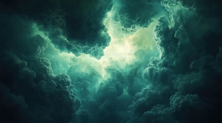 Fototapeta premium Dramatic Sky with Dark Storm Clouds and Bright Light Peeking Through