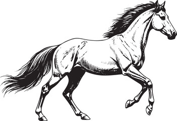 Running horse drawing PNG