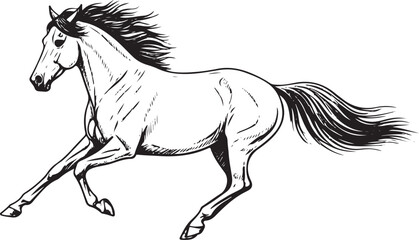 Fast running horse hand draw
