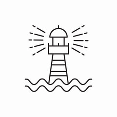 Lighthouse navigation beacon light icon vector sign