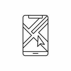 Mobile map navigation app icon vector sign
