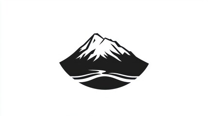 Mountain silhouette with water, logo design