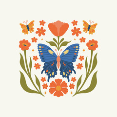 Floral abstract elements. Botanical composition. Modern trendy Matisse minimal style. Floral poster, invite. Vector arrangements for greeting card or invitation design © KozyPlace