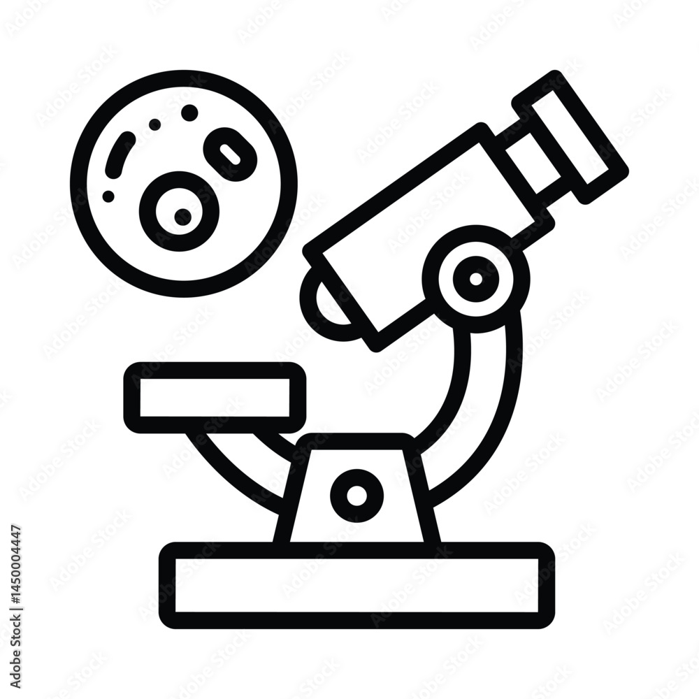 Poster microscope vector outline icon. eps10 file