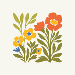 Floral abstract elements. Botanical composition. Modern trendy Matisse minimal style. Floral poster, invite. Vector arrangements for greeting card or invitation design