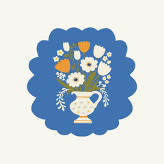 Floral abstract elements. Botanical composition. Modern trendy Matisse minimal style. Floral poster, invite. Vector arrangements for greeting card or invitation design