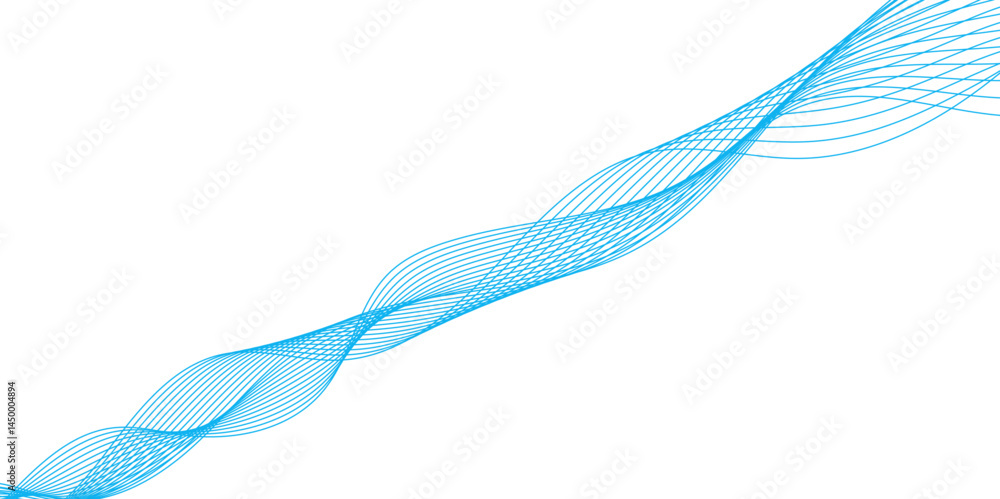 Fototapete abstract wavy blue stream element for design on transparent background isolated. blue lines vector i