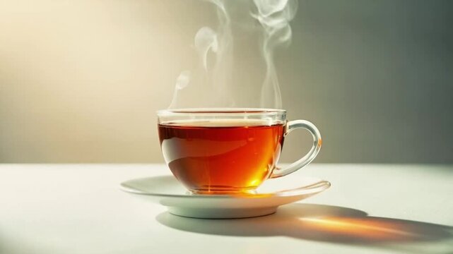 A cup of warm tea is perfect for relaxing, especially on a chilly afternoon.