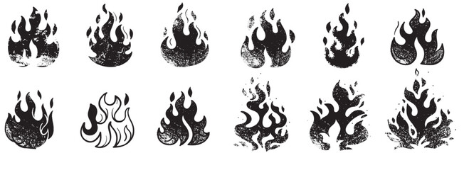 Fire flame icon. Brush grunge illustration. Graphic background. Spray fire symbol. Hot crayon texture graffiti. Heat shape, fire, flame, fire icon.