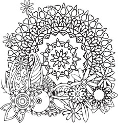 Beautiful flower art and mandala vector design