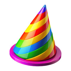 Colorful Geometric Stacking Cone Toy in Vibrant Rainbow Colors on Transparent Background