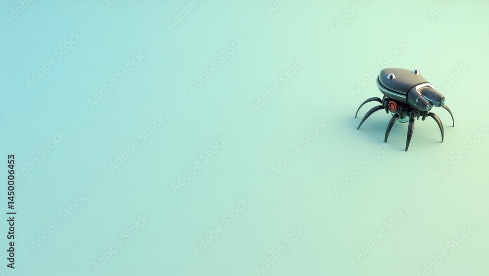 Aufkleber microrobots. tiny mechanical spiders. isolated background, copyspace.. small mechanical spider sits 