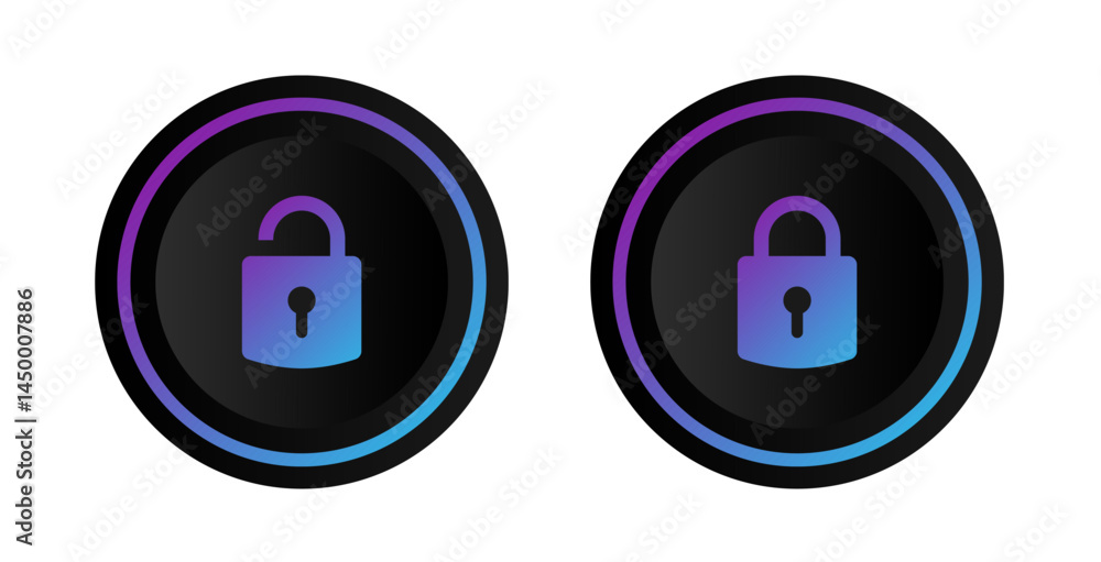 Poster digital security on black circle button