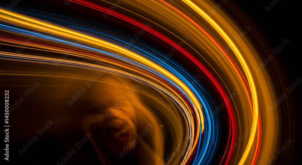 Poster abstract light trails with motion blur on dark background