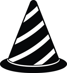 safety cone with reflective stripes on white 