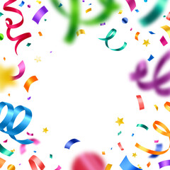 Fototapeta premium Realistic Celebration Party Confetti White Background