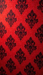 Vintage-style red damask fabric-printed wallpaper, vintage fabric print, red damask wallpaper, damask pattern