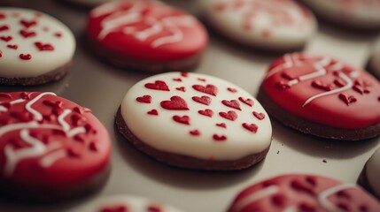 Fototapeta premium Delicious Red and White Heart Cookies